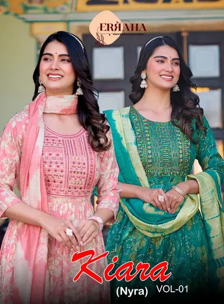 Kiara Vol 1 By Erraha Rayon Nyra Cut Kurti With Bottom Dupatta Wholesale Online